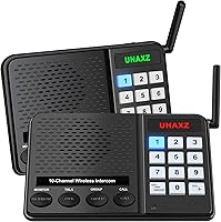 UHAXZ Wireless Intercoms for Home 6000ft Long Range - 2 Pack with Group Call, Monitor, 8 Volumes for House, Office, Elderly