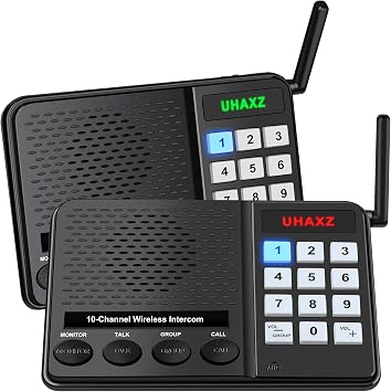Intercoms Wireless for Home, Long Range Wireless Intercom 6000ft, Intercoms for Home with Group Call, Clear Sound, 8 Volume Levels Intercom System for House Business Office Elderly(2 Packs)