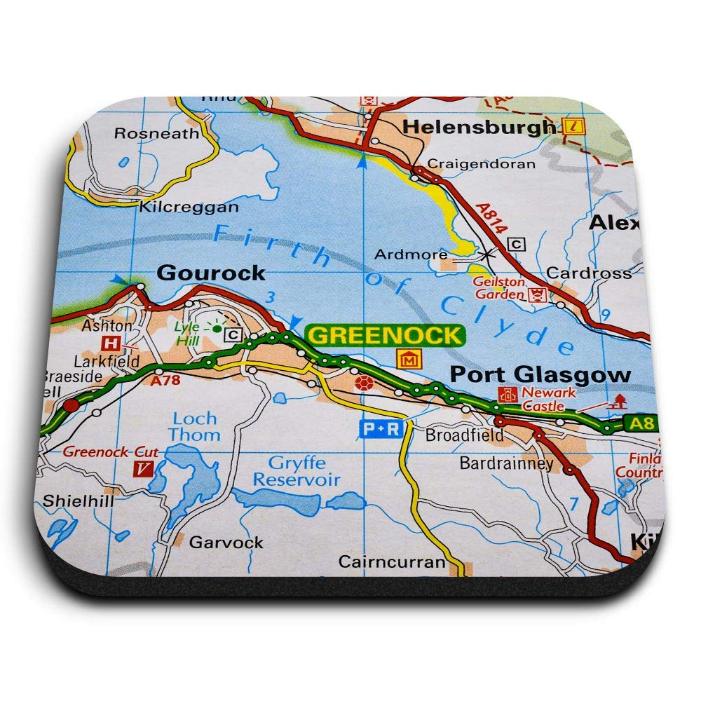 Destination Vinyl Ltd Multicolor 1 X Square Mdf Fridge Magnet - Greenock Scotland Travel Uk Gb Map 45228