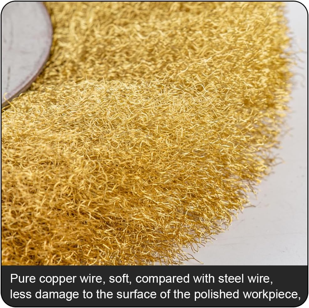 1pc 0.13mm Flat 3" - 10" Brass Wire Brush for Bench Grinder Polishing Wheel Abrasive Tool Metal Derusting Wood,150mmx16mm 1PC