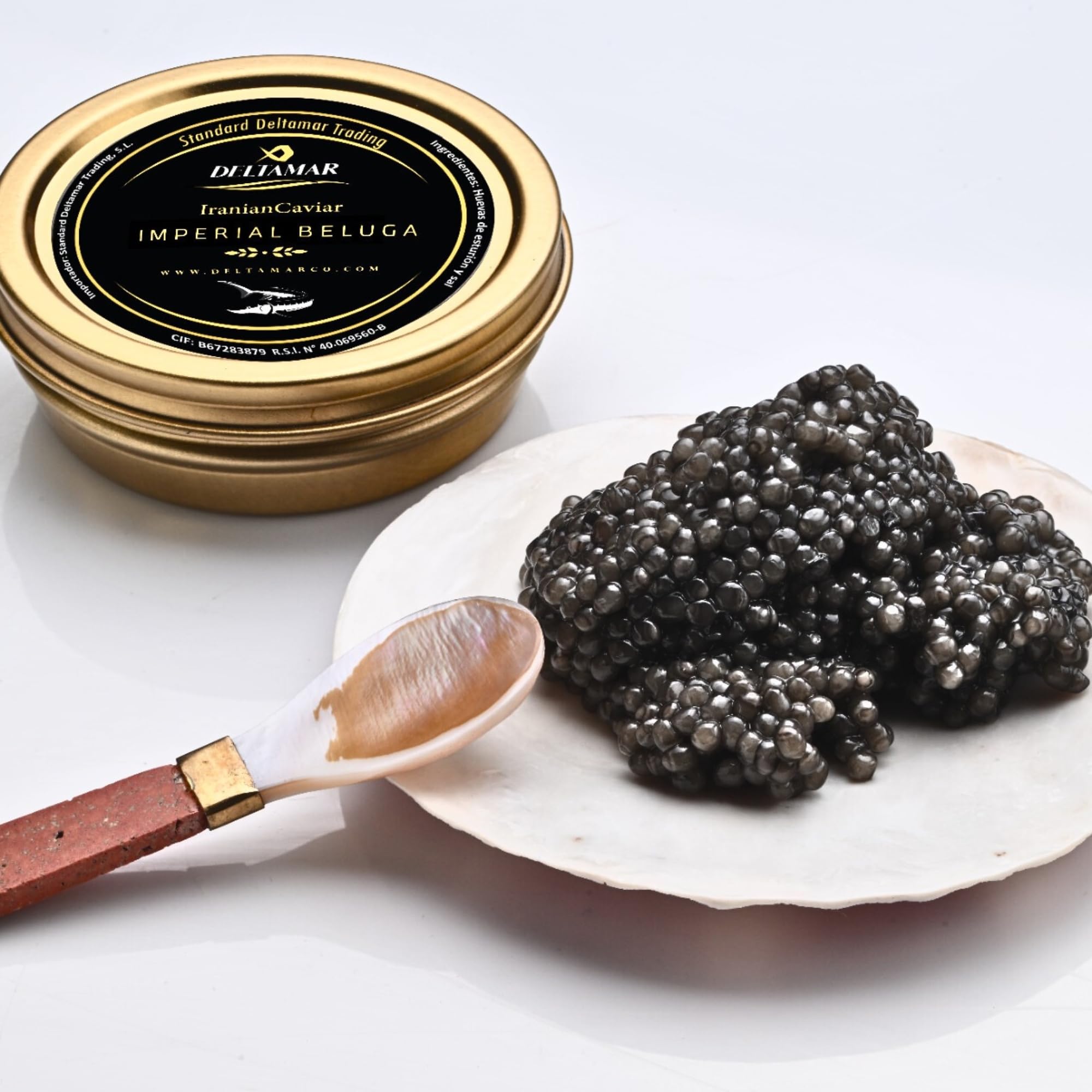 Imperial Caviar - Black Beluga Sturgeon Huso Huso Orginial Beluga Imperial Finest Caviar - Premium Quality Siberian Caviar - Authentic Deltamar CITES Certified (30 gm)