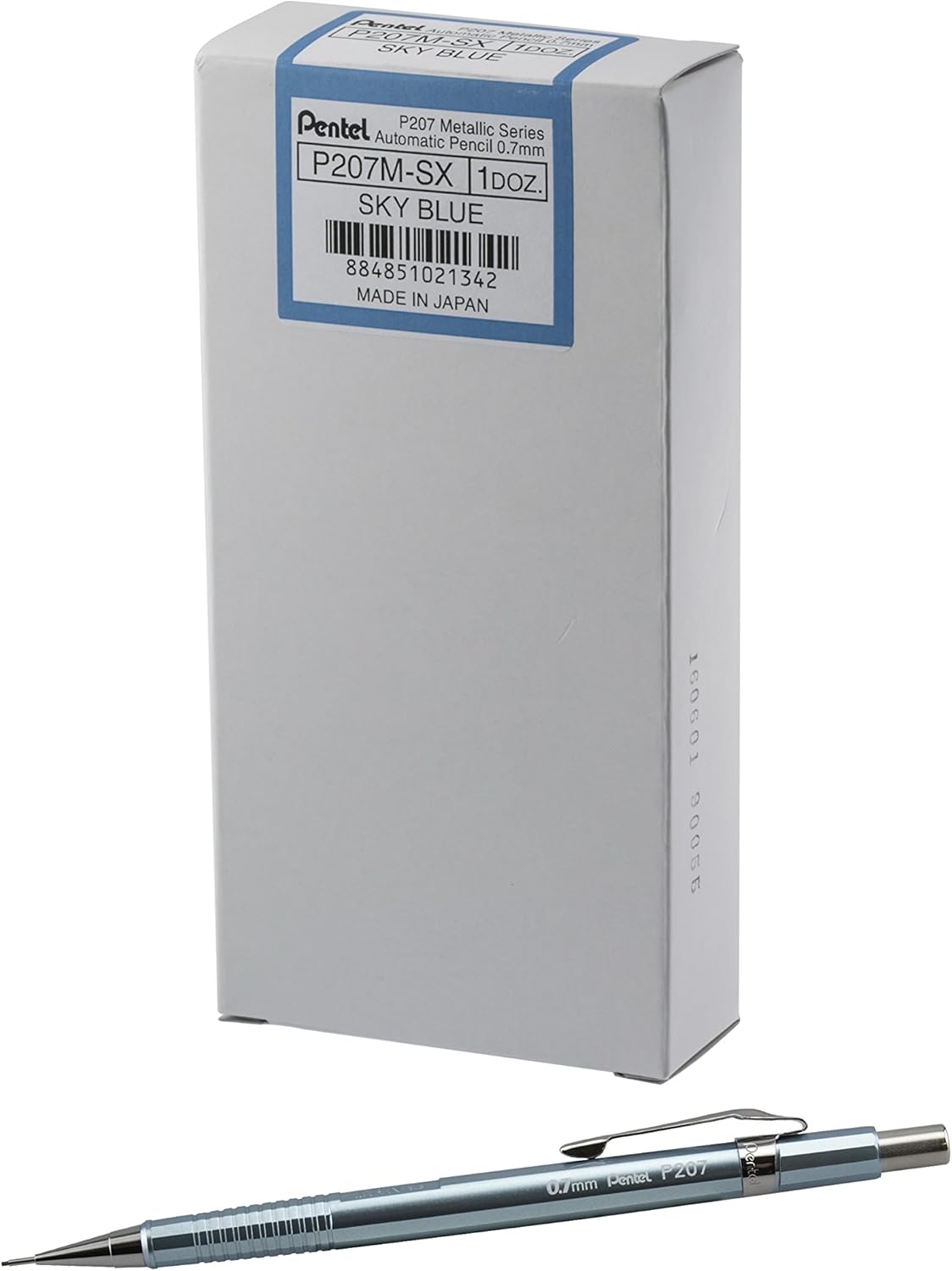Pentel Sharp Mechanical Pencil (0.7mm) Metallic Sky Blue Barrel, Box of 12 (P207MS)