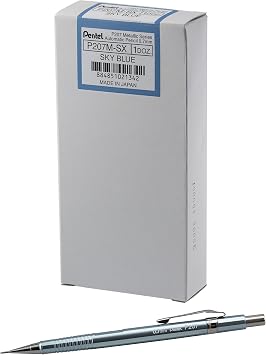 Pentel Sharp Mechanical Pencil 0.7mm Metallic Sky Blue Barrel, Box of 12 P207MS