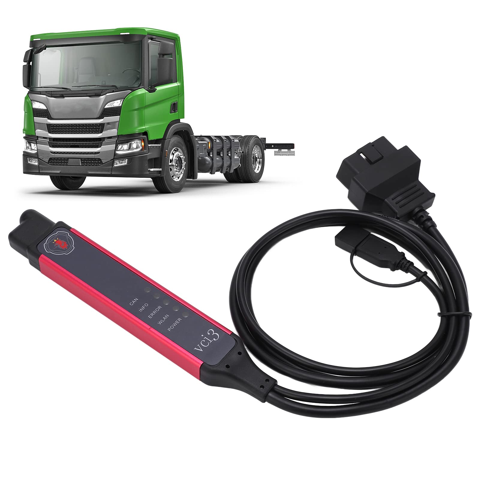 Qiilu VCI 3 Adaptador Escáner WiFi Camión Inalámbrico Lector de Código de Falla del Motor Herramienta de Escaneo de Diagnóstico para Camión