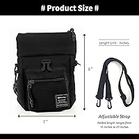 Vista 2 de Foldable Top Black Nylon Sling Bag with Back Mesh Pocket Versatile Crossbody Phone Pouch - Unisex Design