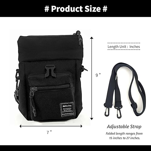 Miniatura 2 de Foldable Top Black Nylon Sling Bag with Back Mesh Pocket Versatile Crossbody Phone Pouch - Unisex Design