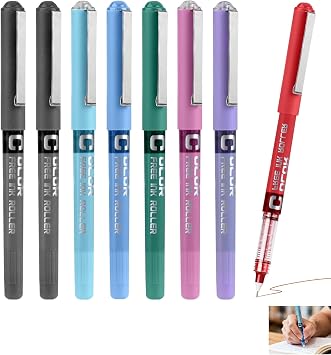 8 Pcs 0.5mm Liquid Ink Rollerball Pens, Colored Gel Rollerball Pen, Extra Fine Needle Tip Smooth Writing Pens Set, Quick Dry Fine Point Ink Pens for Journaling, Office Work, Doodling, Gift Use