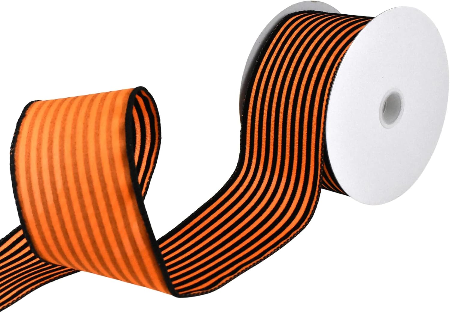 Homeford Flocked Halloween Cabana Stripes Wired Ribbon, 2-1/2-Inch, 10-Yard