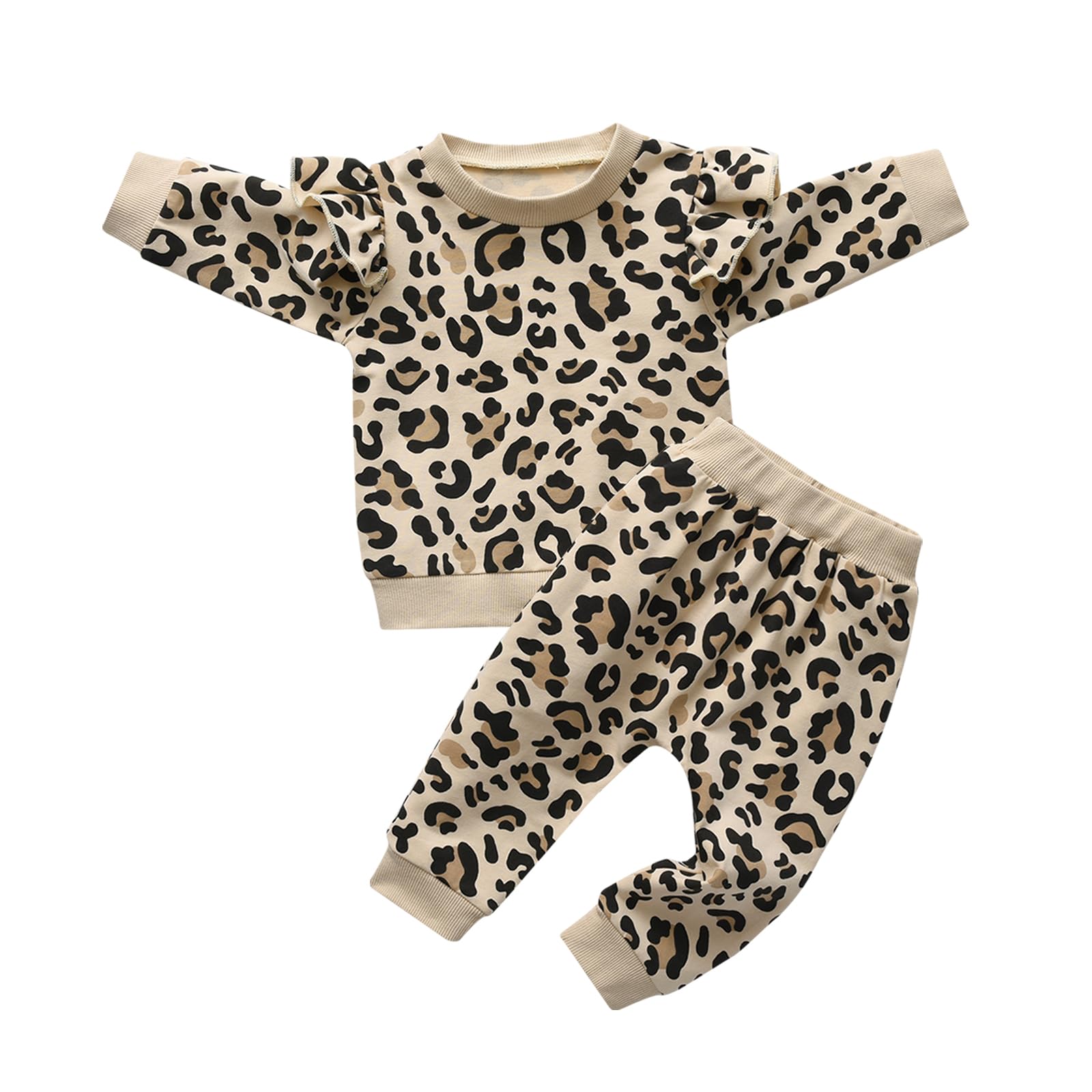 Awxoder Toddler Baby Girls Clothes Leopard Print Tops + Leopard Pants Outfits Set