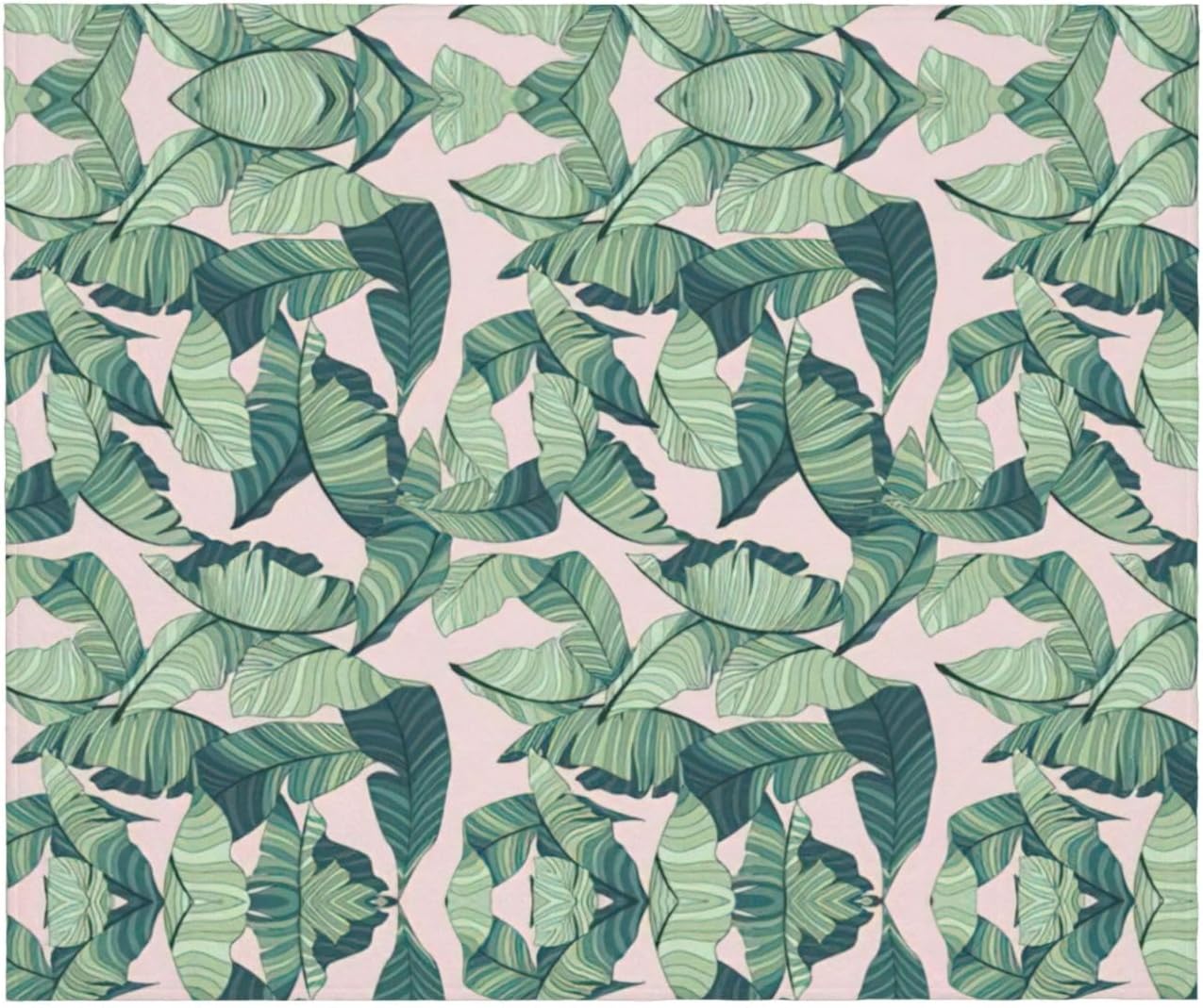 Green Palm Tree Leaves Pink Print Cozy Soft Blankets Warm 50x60 in Lightweight Blanket for Camping Travel