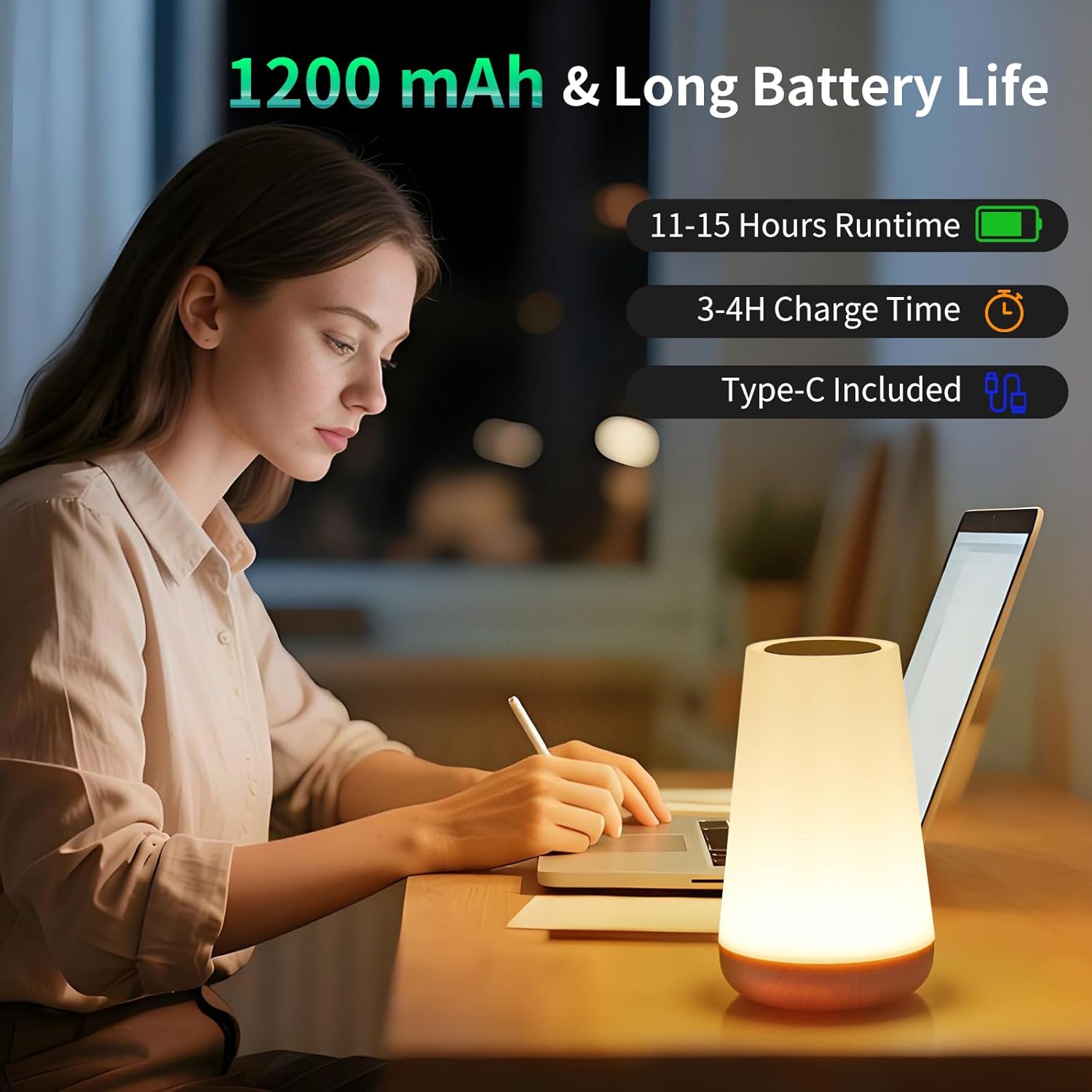 Night Light, Touch Bedside Table Lamp, Remote Control Dimmable Desk Lamp with RGB Color Changing, Portable Table Bedside Lamps for Bedroom, Living Room