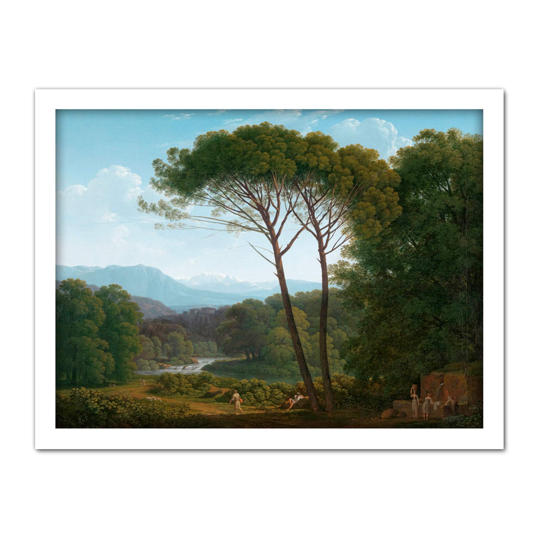 Artery8 Voogd Italianate Landscape With Pines Painting Artwork Framed Wall Art Print 18X24 Inch