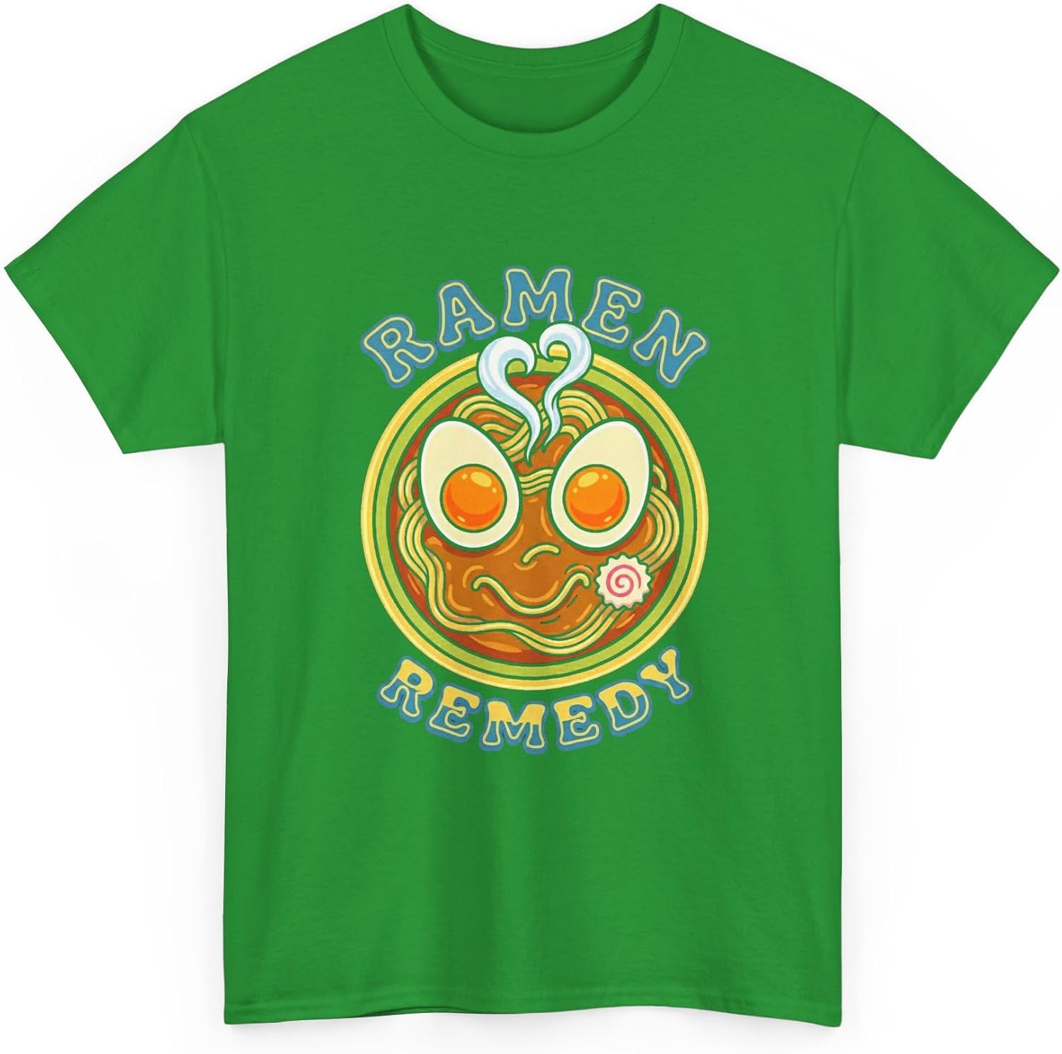 Ramen Remedy Funny Japanese Noodle Bowl Graphic Kawaii Anime Foodie Comfort Soup Humor Retro Vintage Style Heart Steam Design Irish Green