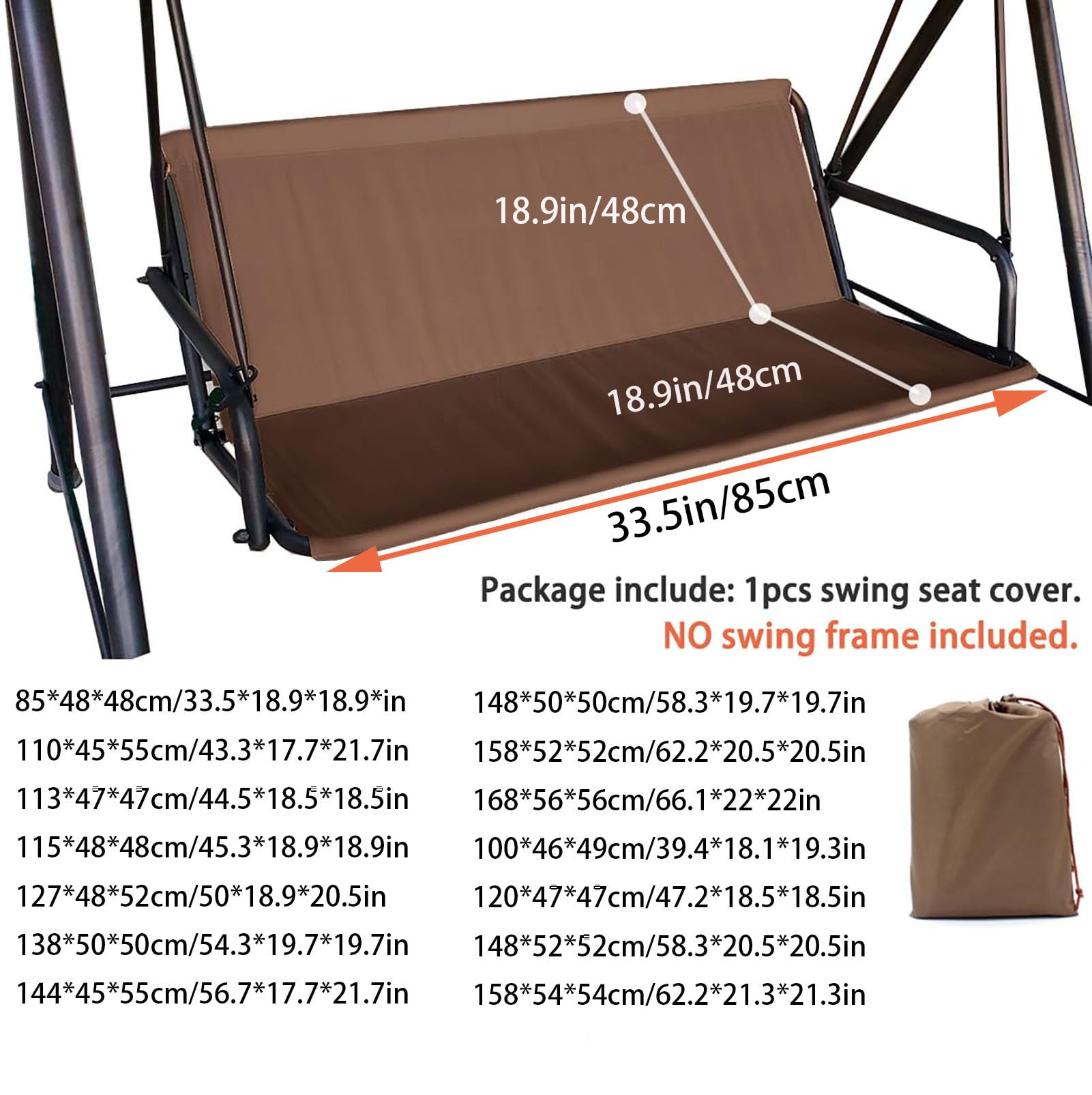 Coprisedile di Ricambio per Dondolo da Giardino, Cuscino da Esterno per Sedia da Giardino a 2/3 Posti, Tessuto Oxford 600D Impermeabile, per Dondolo da Giardino,Beigewhite,138 * 50 * 50cm