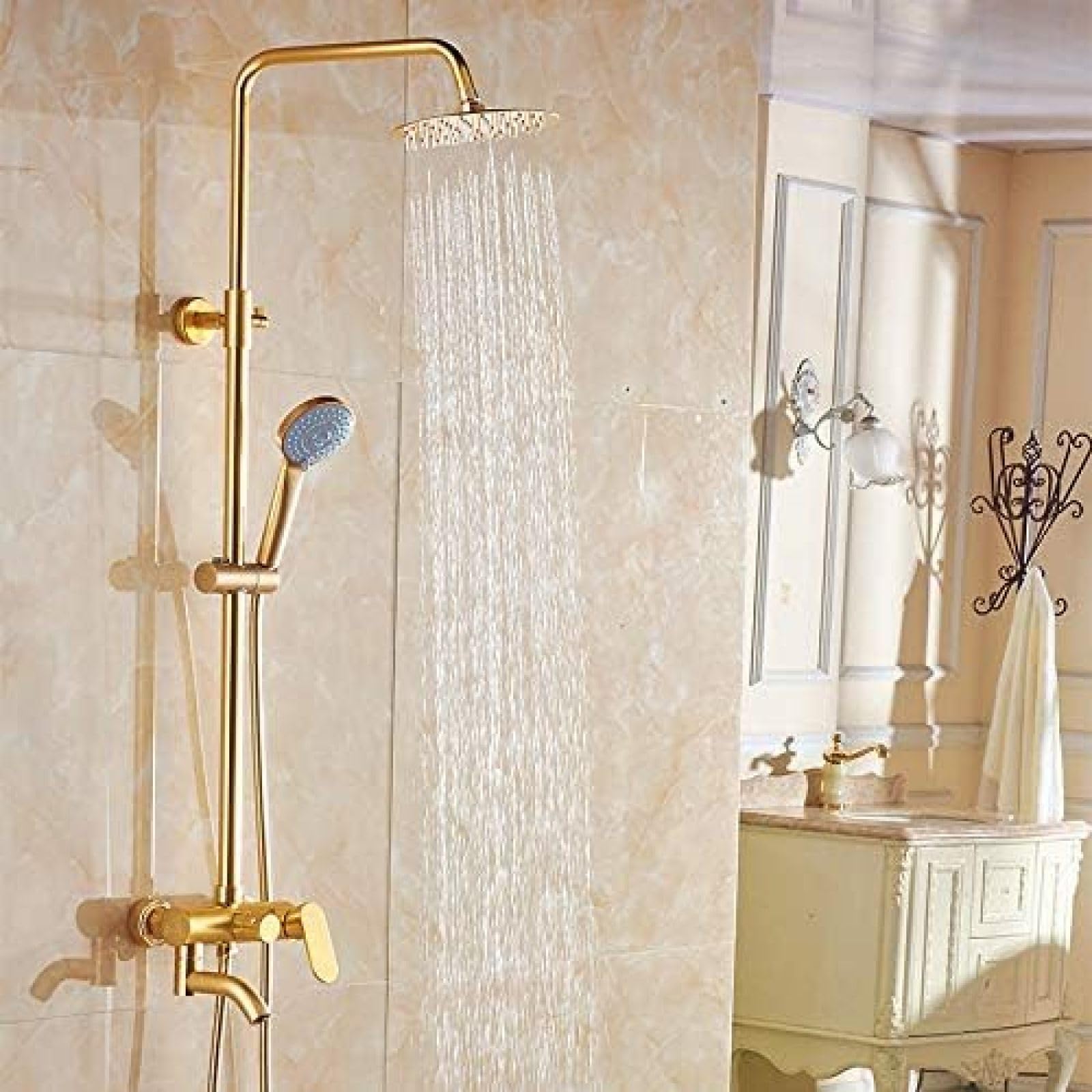 Robinet mélangeur de douche or vintage en aluminium doré Space - Kit robinets de salle de bain