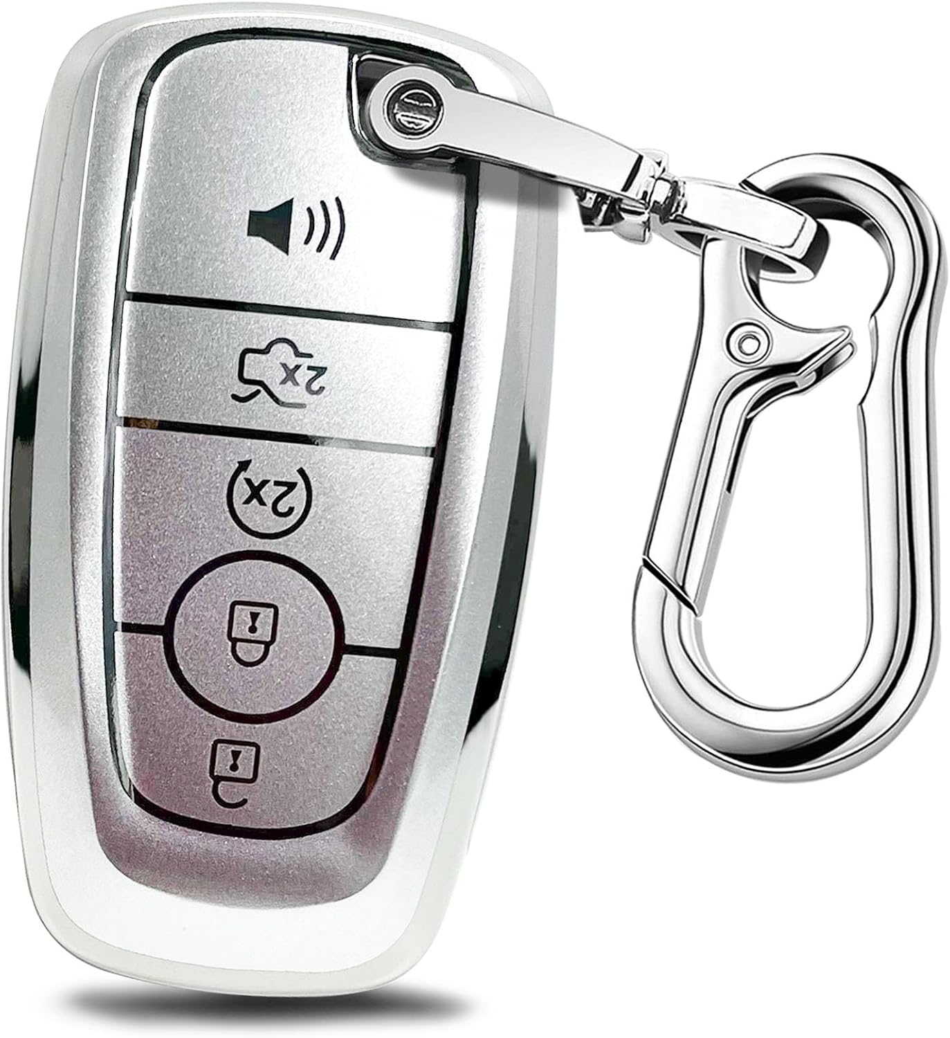 Car Key Fob Cover with Premium Wristlet Fits for Ford F-150 F-250 F-350 F-450 F-550 Raptor Explorer Escape Fusion Bronco Sport Edge Lincoln Corsair Nautilus (White)