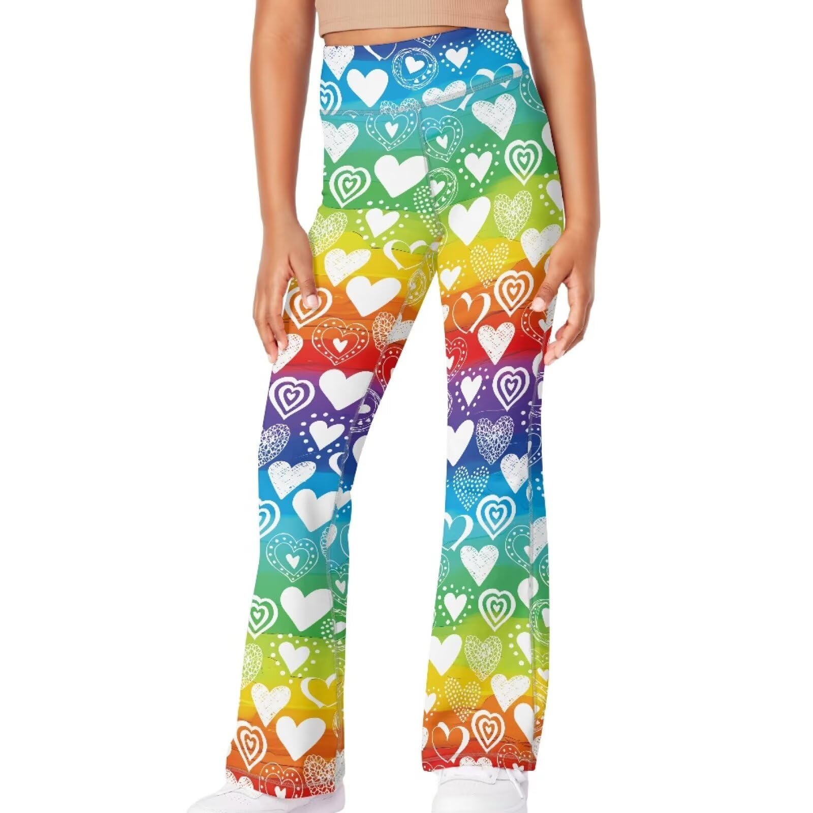 Girls Leggings Floral Print High-Waisted Flared Pants 5-14 Years