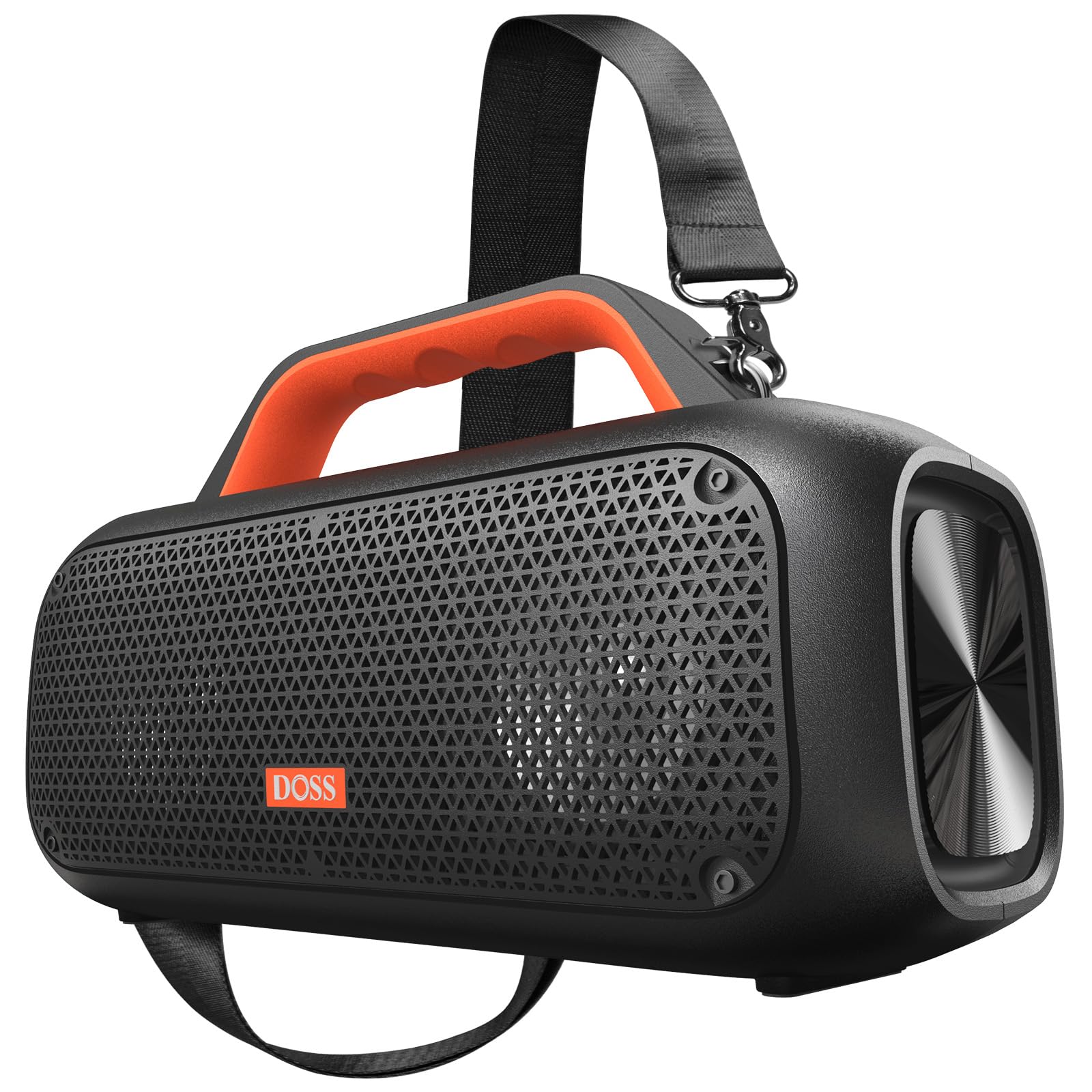 DOSS Extreme Boom Bluetooth Outdoor Speaker with 60W Mighty Sound, Deep Bass, 30H Playtime, USB-C, Bluetooth 5.3, IPX6 Waterproof with Portable Strap for Camping, Beach, Garage-Orange