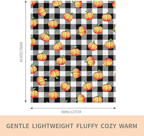 Miniatura 10 de Manta de otoño de Acción de Gracias, diseño de búfalo blanco y negro con calabazas naranjas, manta de franela de vellón para sofá, cama, sofá,