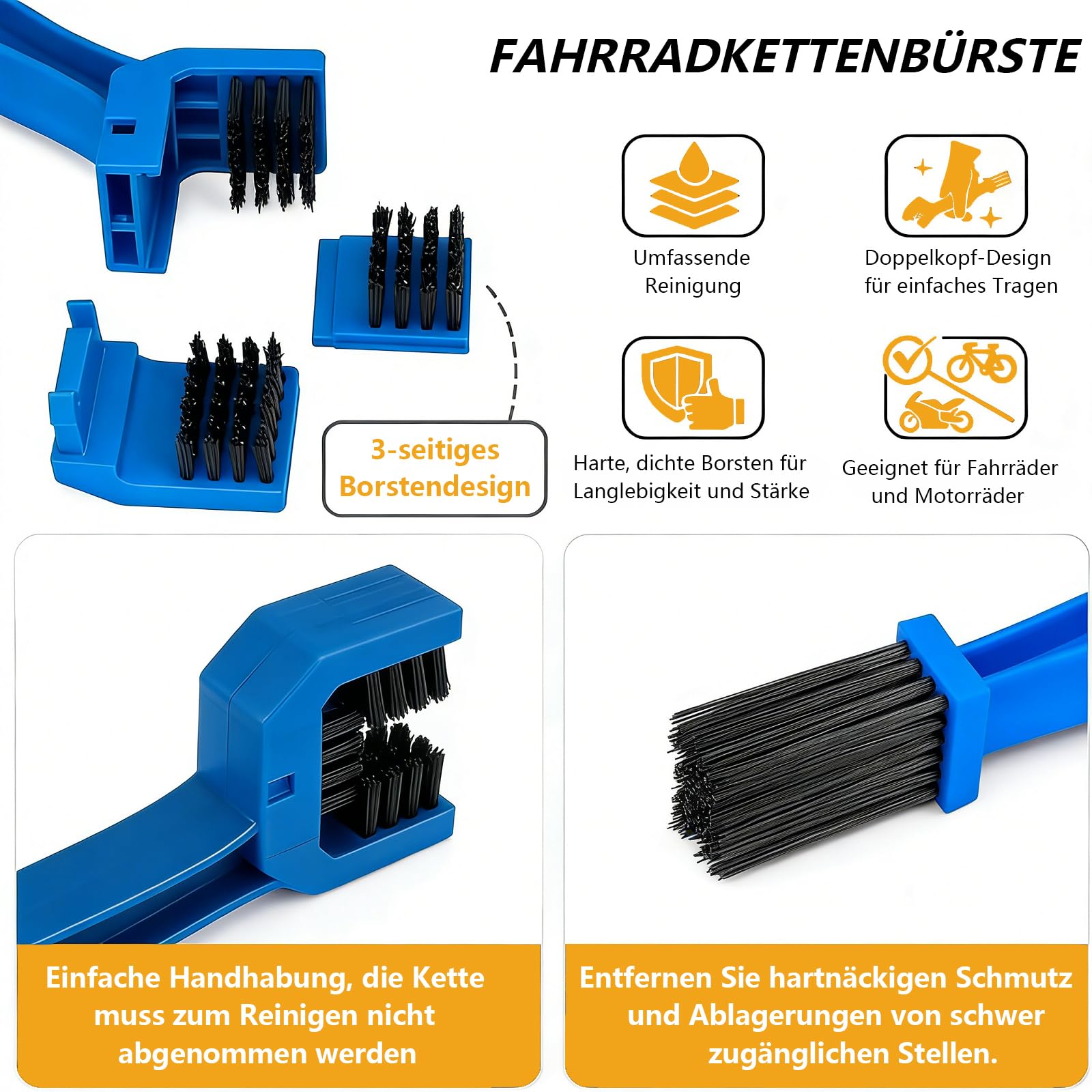 HOKYYCC Kettenreiniger Fahrradkette, 4 in 1 Fahrrad Kettenreiniger Set, Geeignet für alle kettenreinigungsgerät fahrrad, Fahrrad reinigungsset für Ketten Schnelles Sauberes - 5