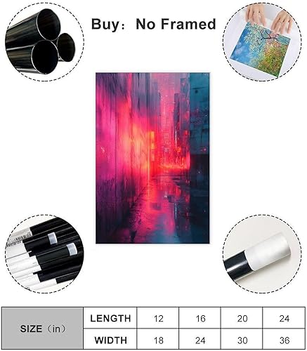 Miniatura 2 de ZMLIS Neon Vaporwave Wall Print, Cyberpunk Urban Art Poster, Retro Futuristic Digital Decor, Trending Synthwave Artwork Canvas Posters Wall Art