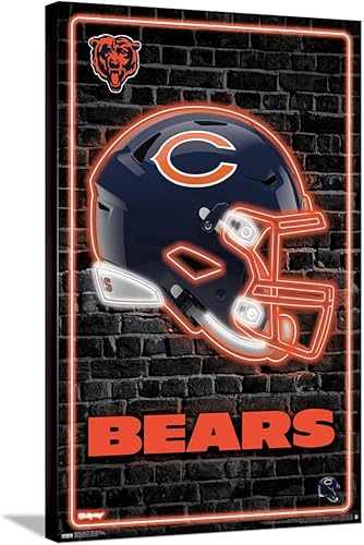 Miniatura 5 de Trends International NFL Chicago Bears - Póster de pared con casco neón 23, 14.72 x 22.37 pulgadas, lienzo estirado