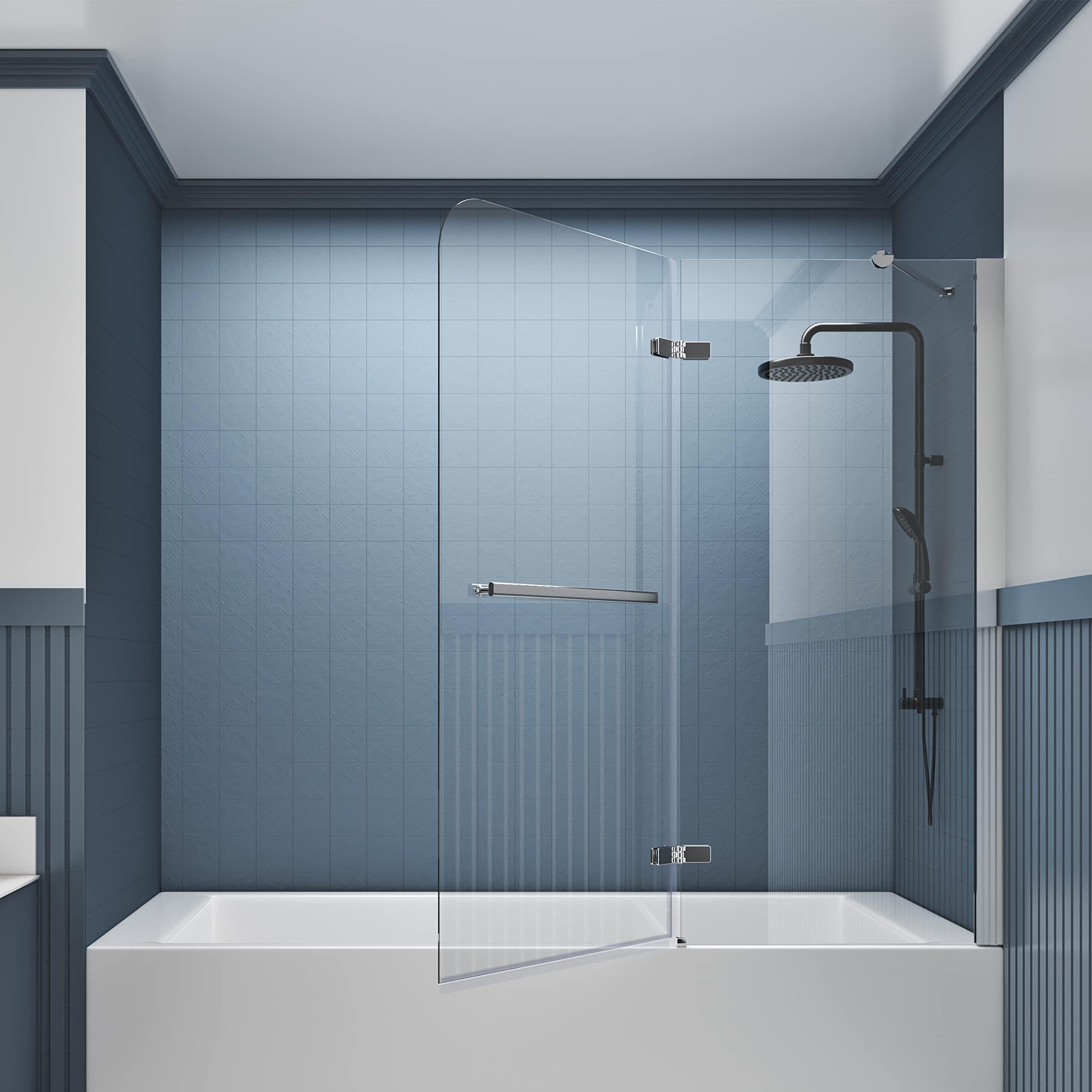 51.2"51.8" W x 59" H Frameless Shower Door Pivot Swing Tub Shower