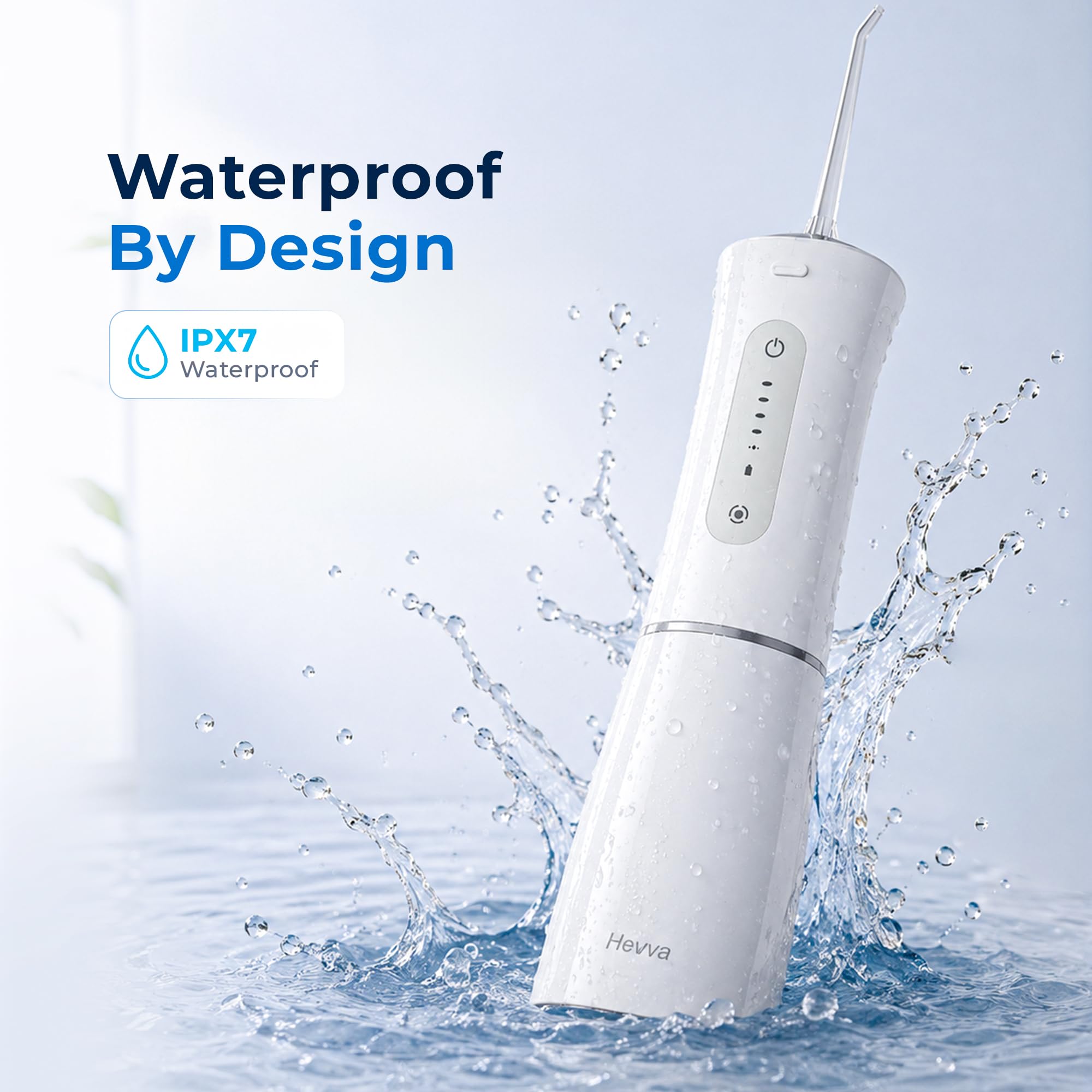 Hevva Irrigador dental de agua de 300 ml, tanque de agua de gran tamaño, recargable, IPX7, impermeable, púa de dientes, portátil, inalámbrica, irrigador bucal, máquina de limpieza de hilo dental