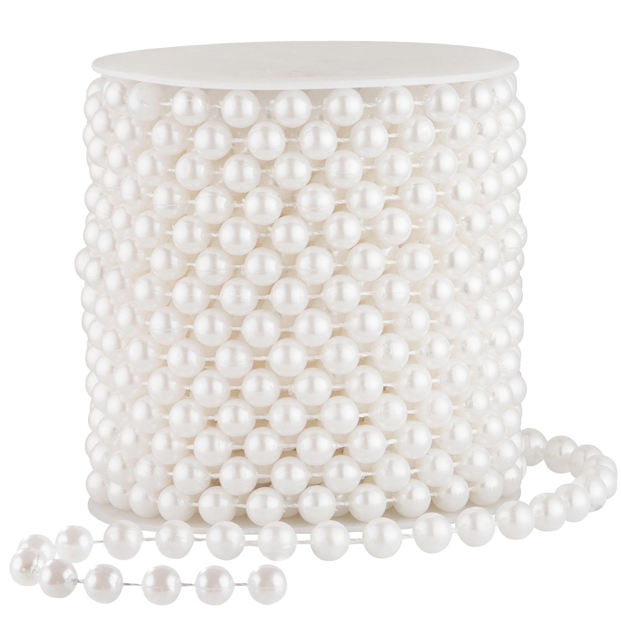 8mm Pearl Garland, 33 Feet Faux Pearl Garland Spool Roll for Wedding Centerpiece Backdrop Christmas Tree and Flowers Decoration DIY Craft (White)