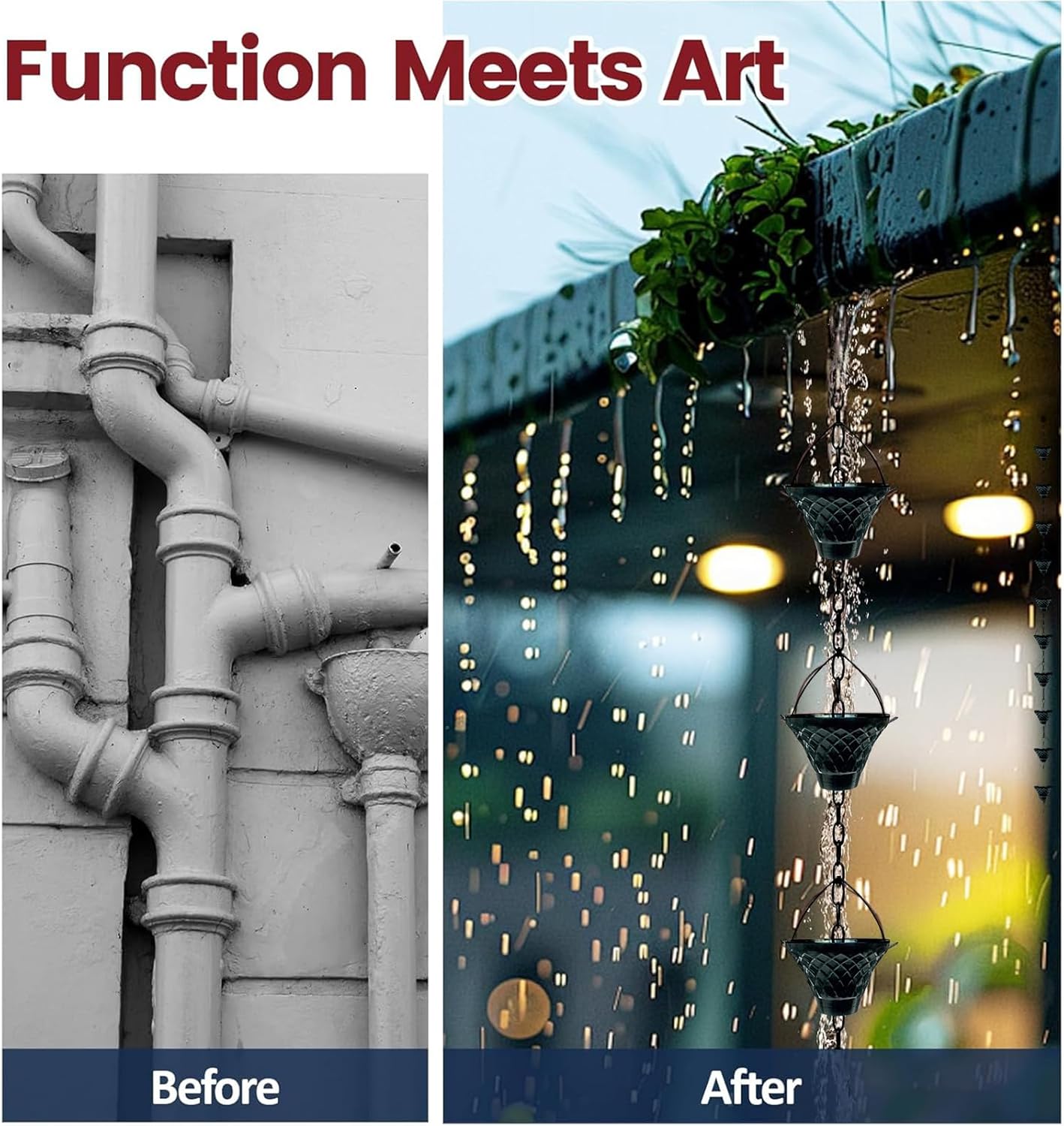 Functional Gardens Decoration Rain Chain Antique Styles Outdoor for Effective Gardens Drainage Decoration