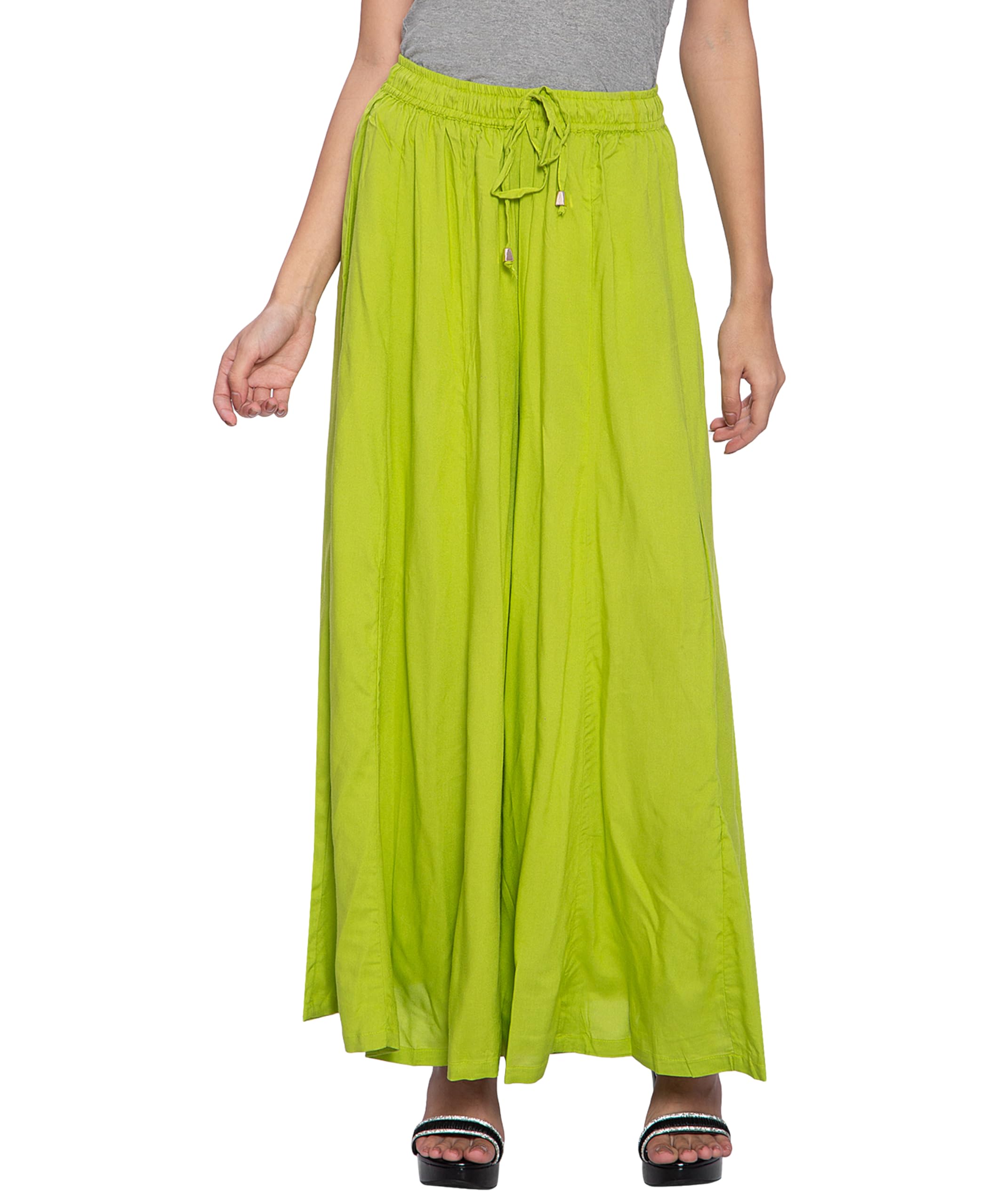 Full Flared Cotton Palazzo Pants || Gold Print Printed Sharara Garara || Ethnic Or Casual Wear-image-42