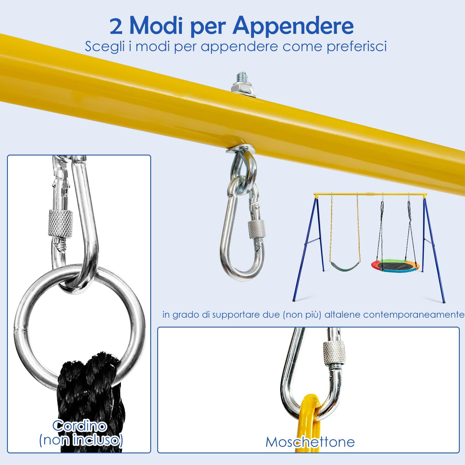 RELAX4LIFE Supporto per Telaio per Altalena a Forma di A, Carico Massimo 300 kg, in Ferro Resistente per Bambini e Adulti, Extra Large, Adatto per la Maggior Parte delle Altalene