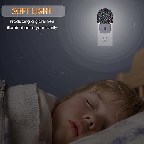 Miniatura 5 de Luz nocturna mágica de estrellas, luces nocturnas de colores brillantes enchufables a la pared con sensor de atardecer a amanecer, lámpara para