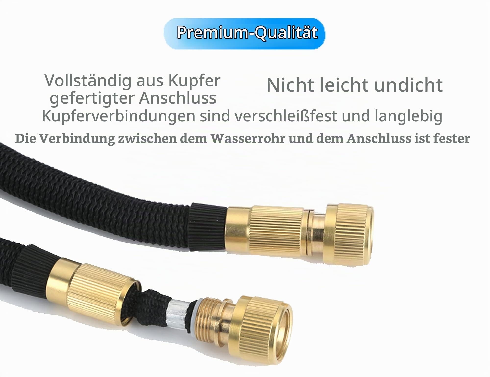 Flexibler Gartenschlauch | ausgedehnt 30m | Wasserschlauch flexibel mit 3-Fach Latexkern | dehnbarer flexiSchlauch | alle Verschraubungen aus hochwertigem Messing (30)
