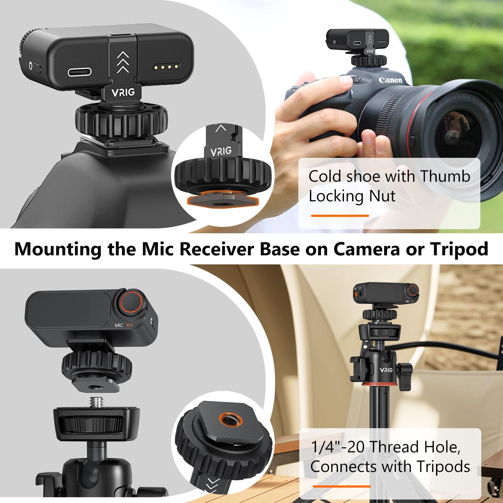 Amazon.co.jp: VRIG コールドシューマウントアダプター DJI MIC 2、MC