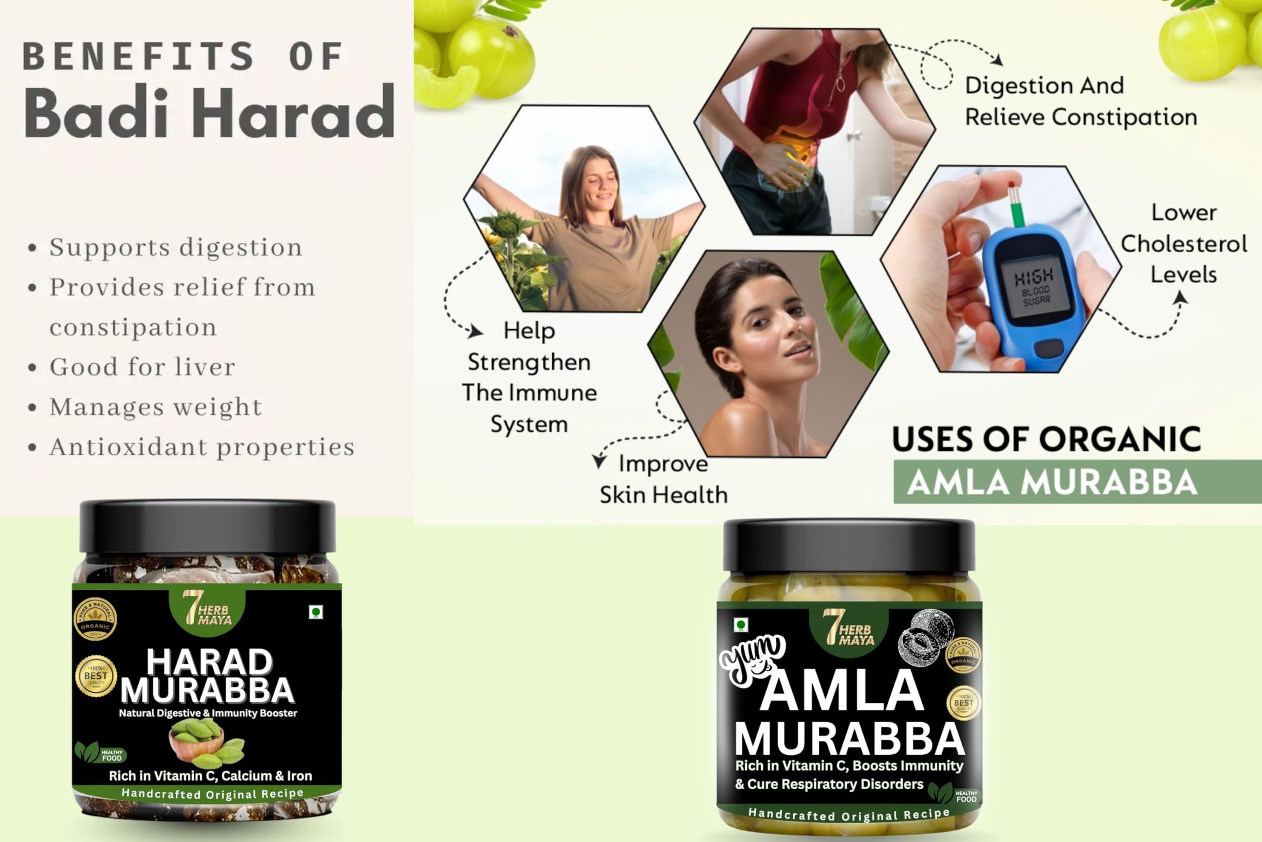 7HerbMaya Harad Amla Murabba | Desi Sweet | Traditional Indian Fruit Preserve | Homemade Quality Murabba Pack 2 (500 Gm) 4