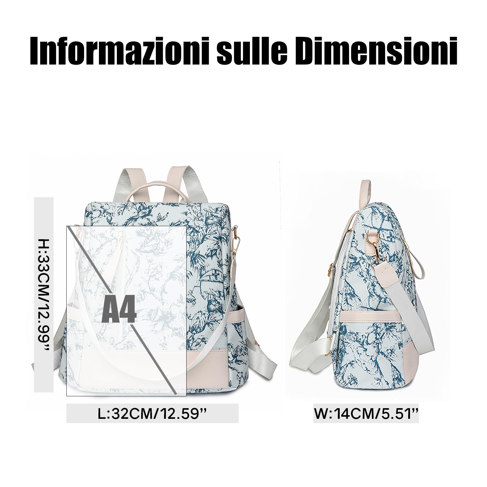 Ray-Velocity Zaino Antifurto Donna, Borse Zainetto Donna Impermeabile, Borsa a Tracolla Moda per Uscire, Lavoro, Viaggio, Scuola, Università