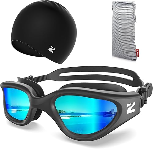 ZIONOR G1 Lite - Juego de gafas de natación con gorro de natación, cómodas, antivaho para adultos, hombres y mujeres