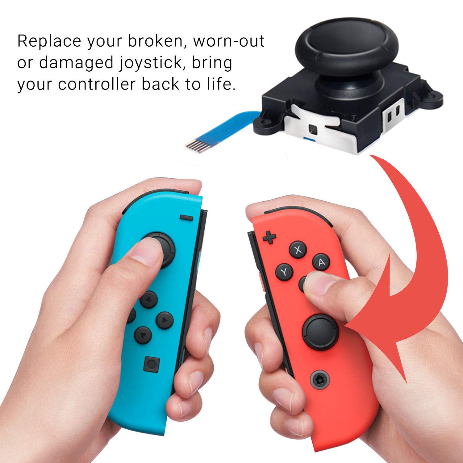 UOWGA Joycon Joystick Replacement, 2 Pack Switch Analog Thumbstick for