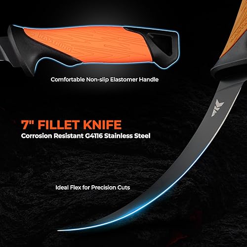 Miniatura 5 de KastKing ToughTide Kit de Herramientas de Pesca, Báscula Digital Recargable con Agarre de Labios y Cinta Métrica, Cuchillo de Filete de 7 pulgadas