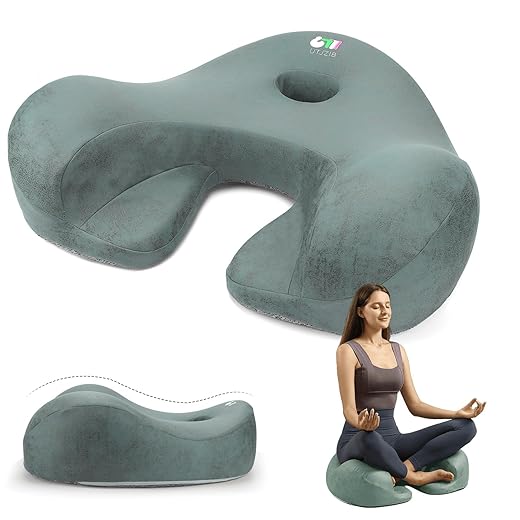 Meditation Cushion & Floor Pillow Seat - Ergonomic Comfortable Memory Foam Set Relieves Numbness Tailbone & Hip Pain from Long Sitting, idea for Reading, Yoga.