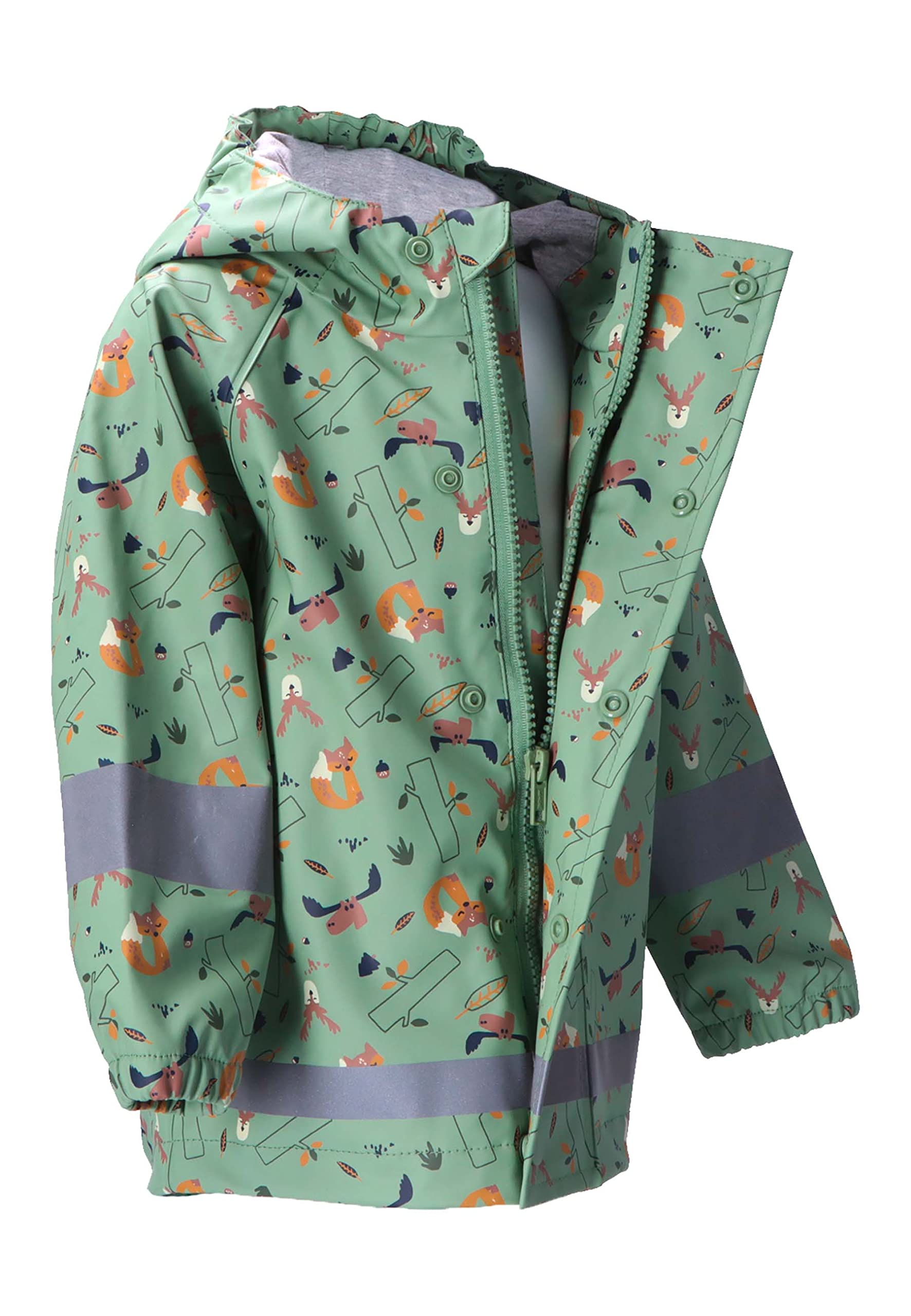 Sterntaler Kleinkind Unisex Regenjacke Kinder Regenjacke Waldtiere - Regenjacke Kind - Wasserdicht Reissverschluss und verschweißte Nähte - grün, 122
