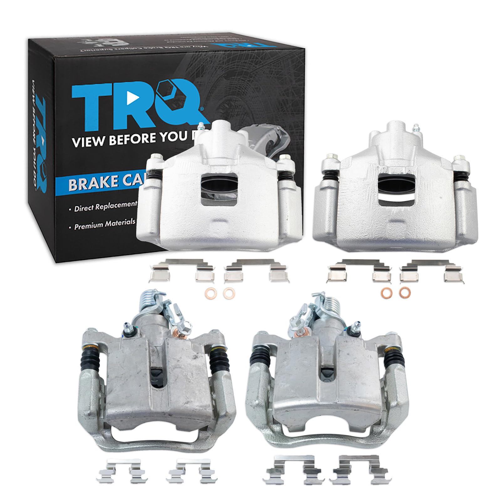 TRQ Front and Rear Brake Caliper Set Zinc Coated Brackets Compatible with 2005-2009 Buick LaCrosse 2005-2008 Pontiac Grand Prix