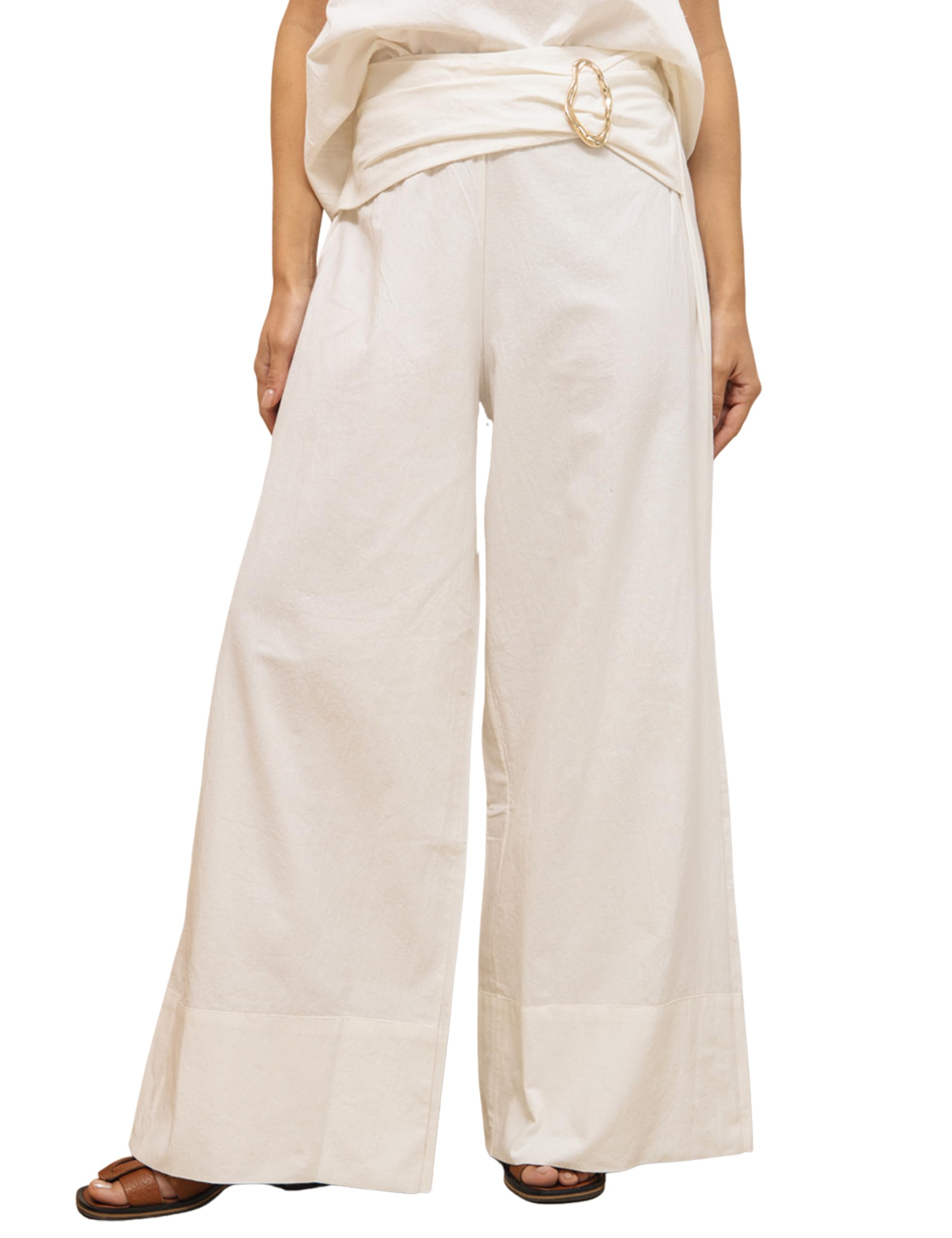 Bianstore Womens Wide Leg Pant High Waisted Casual Loose Fitted Trousers Long Straight Palazzo Pants