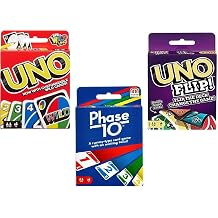 Mattel Uno, Flip and Phase 10 Card Game, Combo Pack of 3