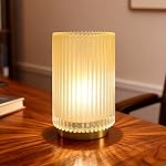Lampe de table, lampe de lit sans fil avec l'ombre en verre E27 Ampoule, Lampe de chevet d'ambiance décorative pour salle de bain,Lumière d'atmosphère romantique rechargeable avec LED Ampoule (Matte Amber)