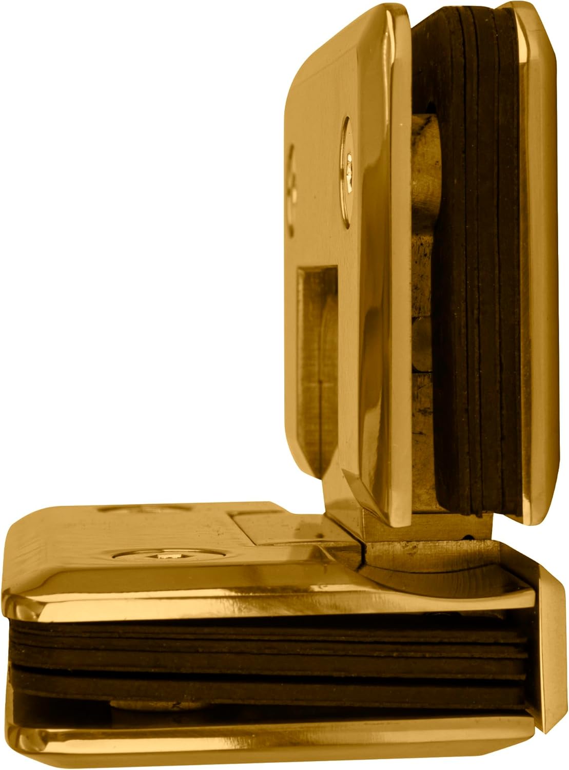 Brixwell H-P90GTG-PB Premier Series Glass to Glass Mount Shower Door Hinge – 90 Degree, Polished Brass Finish, Durable and Elegant Design