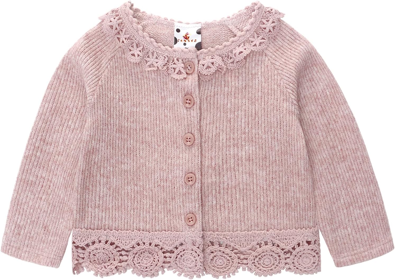 famuka Baby Girl Lace Cardigan Toddler Spring Autumn Knitted Sweater Button Up