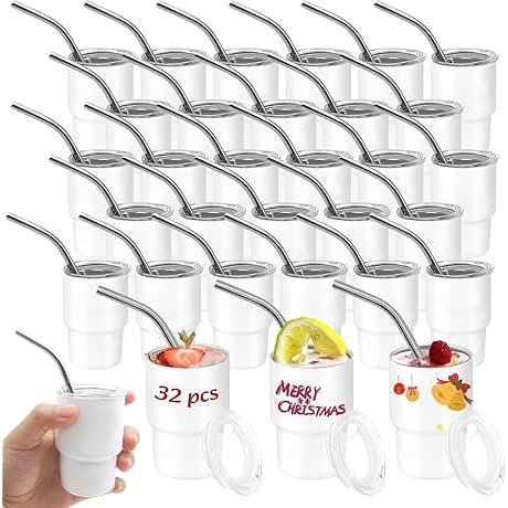 32 Pack Sublimation Shot Glasses Tumblers Blanks Perfect for Printing Custom Designs
