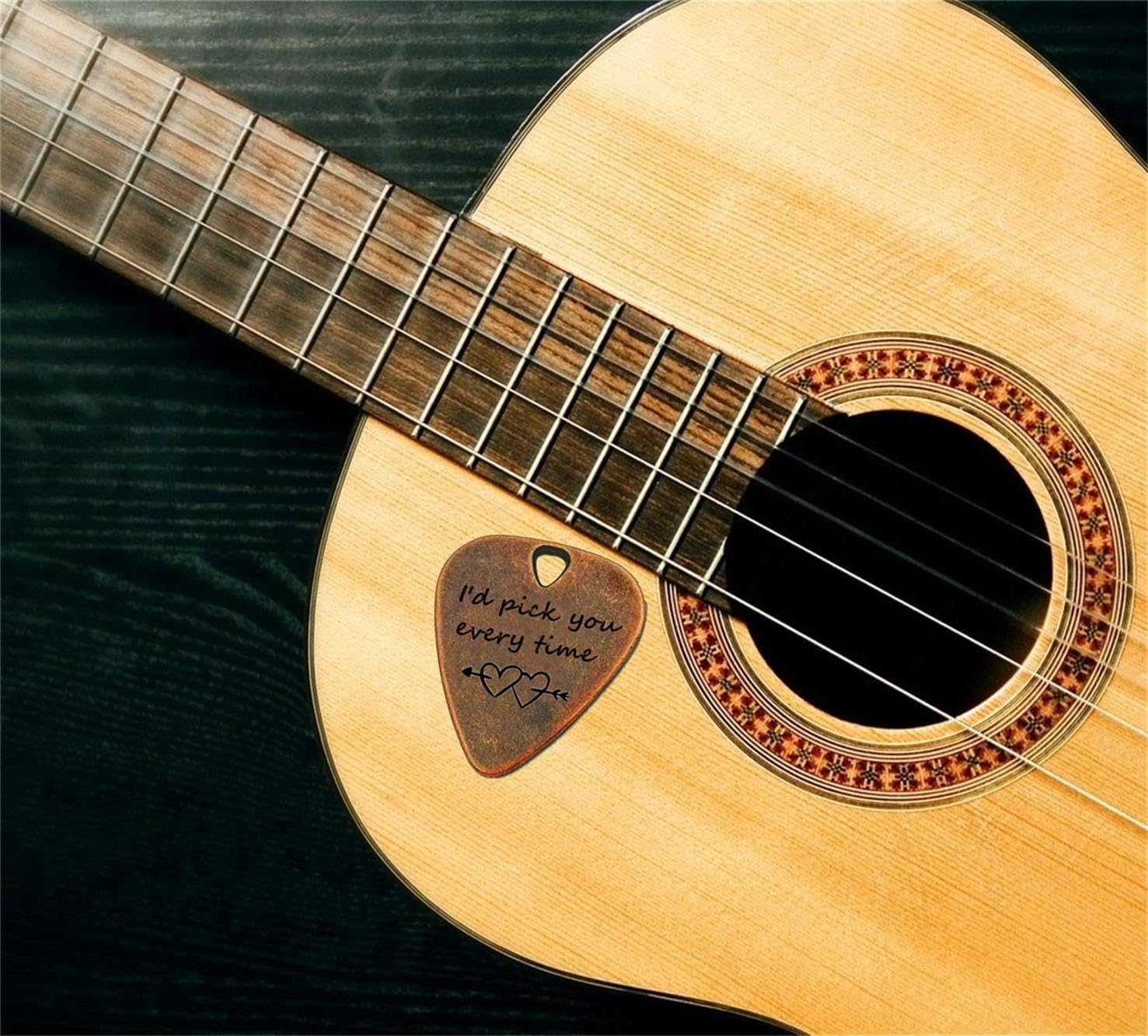 JUPPE Bronze Copper I'd Pick You Every Time Guitar Pick With Leather Case Music Birthday Gifts For Boyfriend Girlfriend Valentine's Day Gifts For Him Her (I'd Pick You Every Time) - Image 6